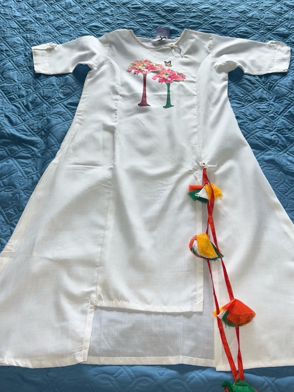 White Short-Sleeve Shift Dress